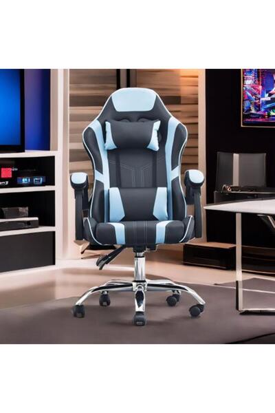 Family Ship Gaming Chair with Adjustable Wheels and Comfortable Back and Neck Rest - Sky Blue