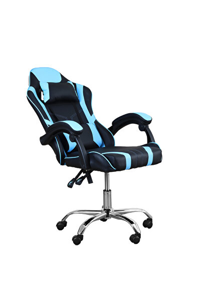 Family Ship Gaming Chair with Adjustable Wheels and Comfortable Back and Neck Rest - Sky Blue
