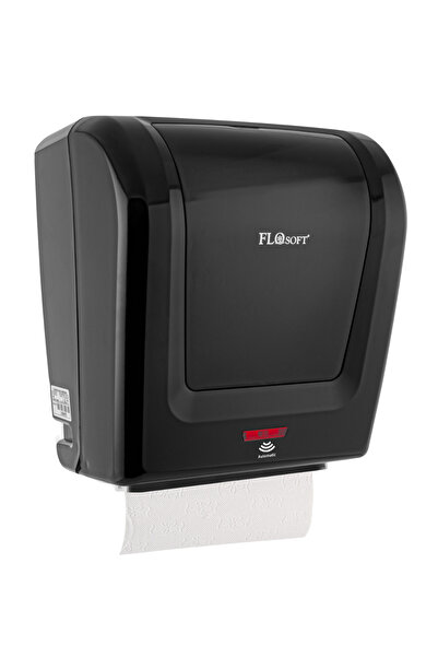 Flosoft F047S Sensörlü Kağıt Havlu Verici 21cm, Fotoselli Otomatik Havluluk (Adaptör v Pilli Kullanım) Siyah