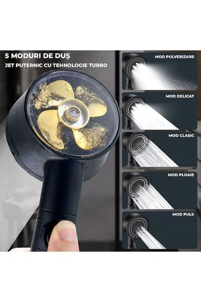 miraza Cap de duș cu afișaj digital de înaltă presiune, cu furtun și suport incluse, negru
