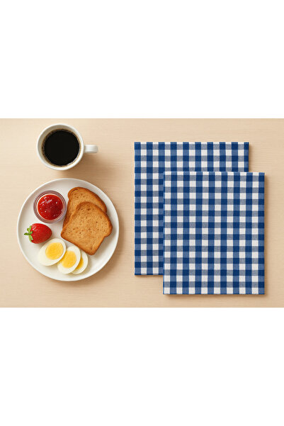 senmasy غطاء غداء / مناديل مدرسية / مناديل مربعة الشكل 2 قطعة باللون الأزرق / قطعتان باللون الأسود