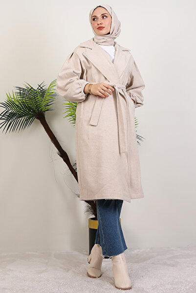 Giza Giyim Asuman Stamp Coat Beige