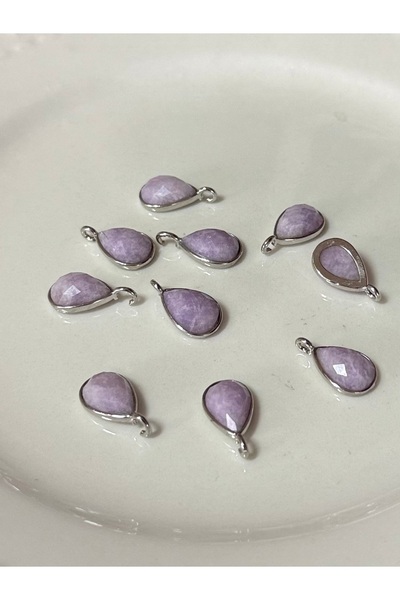 Taş-Mir Lila Yeşim Taşı Damla Kolye Ucu 1 adet