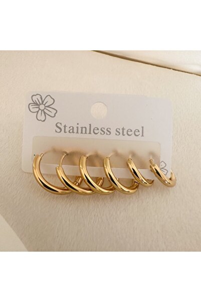 LEILEQ Çoklu Gold Halka Küpe(6'lı)
