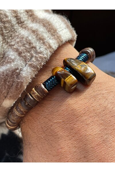 magıcgrange عين النمر، حجر الهيماتيت، وخرز جوز الهند الطبيعي للرجال، يعزز الث...