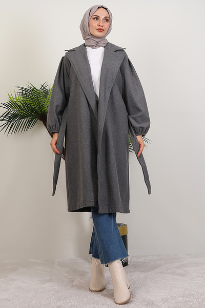 Giza Giyim Asuman Stamp Coat Dark Gray
