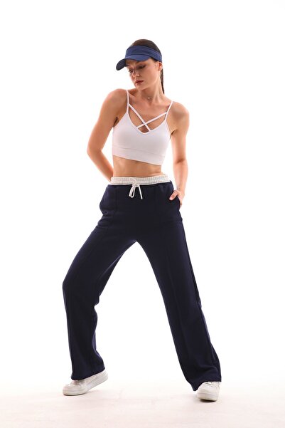 kallima Γυναικείο μπλε ναυτικό ριγέ 3 νήματα χωρίς ανασηκωμένο φαρδύ σχέδιο σ...