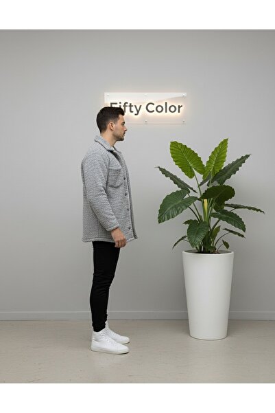 Fifty Color Unisex Plush Gray Jacket And Black Sweatpants Combination Bottom Top