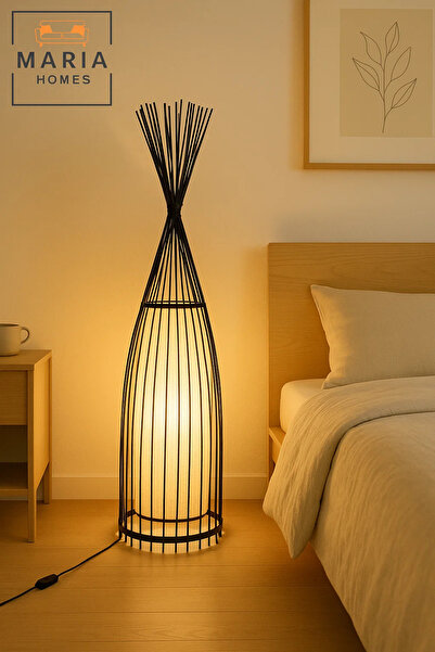 MARIA HOMES Decorative Cage Floor Lamp with Inner Fabric Diffuser