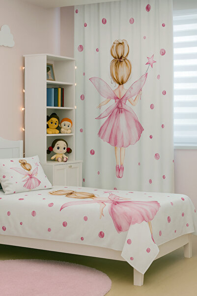 Bebişim Halı Balerin Prenses Kız Çift Kanatlı Çocuk Odası Fon Perde