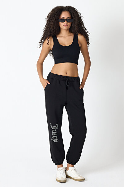 Bozz&Bozz Collection Dámské volné tepláky Jogger s vysokým pasem a potiskem křišťálových kamenů