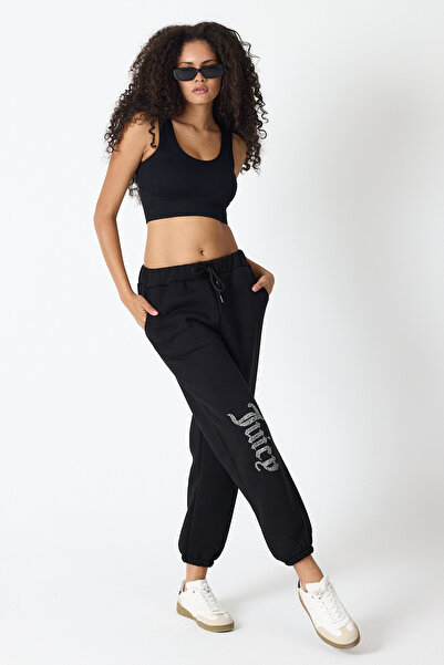 Bozz&Bozz Collection Dámské volné tepláky Jogger s vysokým pasem a potiskem křišťálových kamenů