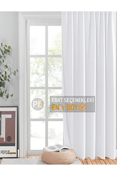 Perdexpress Beyaz Saten Güneşlik Perde - Fon ve Tül perdeler ile uyumlu, hazır ve kullanışlı.