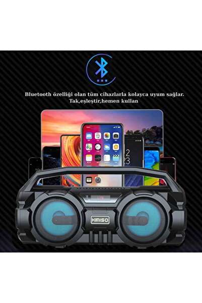 Trend Store KIMISO Kablosuz Mikrofonlu Bluetooth Hoparlör Karaoke USB AUX Bas FM Radyo TF Müzik Sistemi Stereo