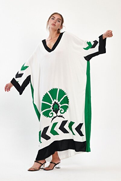 bacc Maxi Size White Printed Woven Viscon Dress Bcvl-251034