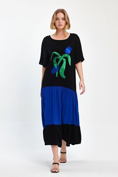 bacc Rochie de damă, lungime maxi, broderie Saks, țesută din viscoză, Bcvl-25...