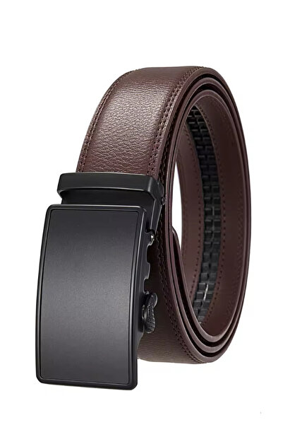 Bosskan YENi kahverengi Erkek Otomatik Tokalı Raylı Deliksiz Kemer