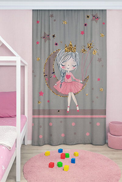 Bebişim Halı Bebişim Cute Girl Bi180 Double Winged Children's Room Background Curtain