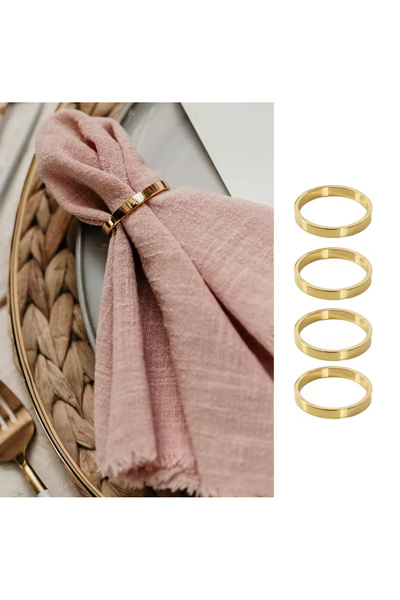 İsmet toka 6 ADET - Yuvarlak Peçete Yüzük Cubist ALTIN (Kararmaz) Yılbaşı - M...