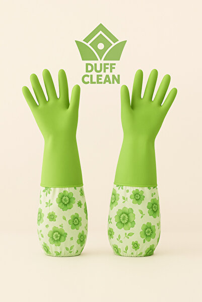 DUFF CLEAN معيار L Bedensıcak، غسيل الأطباق، مقاوم للماء، قفازات منزلية خضراء