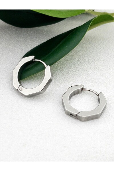 Siya Silver Unisex Geometrik Cerrahi Çelik Küpe - 1,8 cm