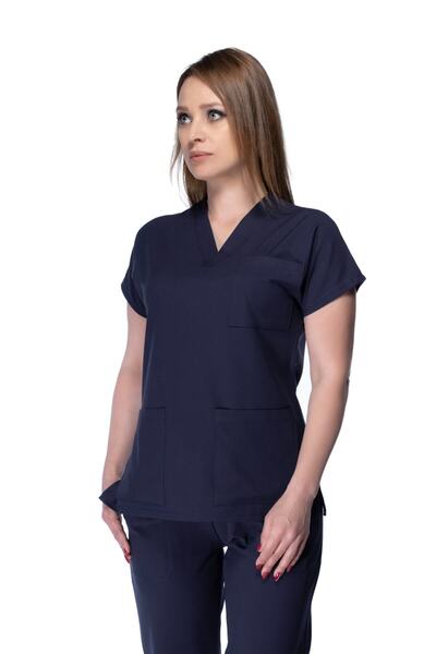 Sarıçiyil Üniforma Doktor Hemşire Cerrahi Yaka (tek Üst)