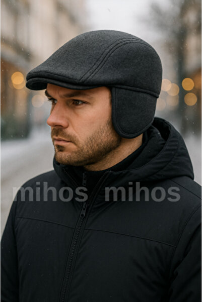 Mihos Füme Kaşe Kasket Kulaklıklı Ördek Model Şapka