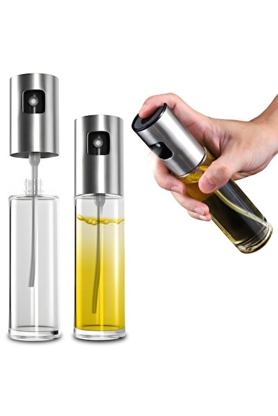 Promagg Dispenser with Sprayer, Glass and Stainless Steel, Retoo, 100ml, Silver-Transparent