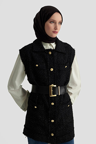 Armine Broken Button Closure Pocket Vest Autumn-Winter