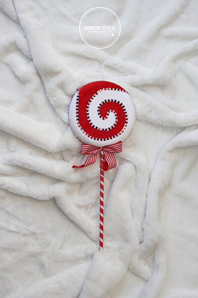 Dekorsende Christmas Ornament Stitched Lollipop Candy Red White 40 cm
