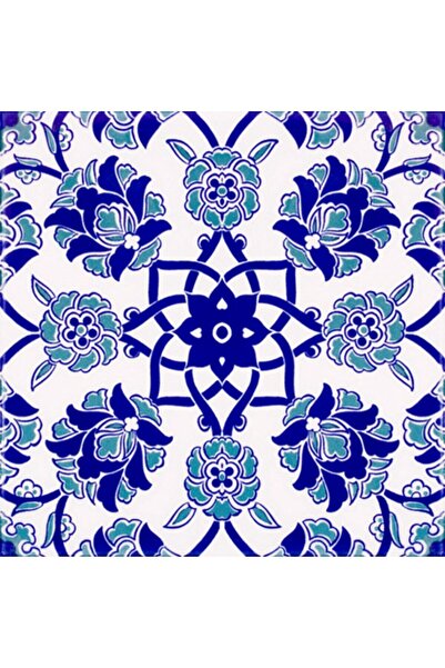 Armada Çini 20x20 Cm Ac 10 Selçuk Mavi Çiçek Desenli Kütahya Çini