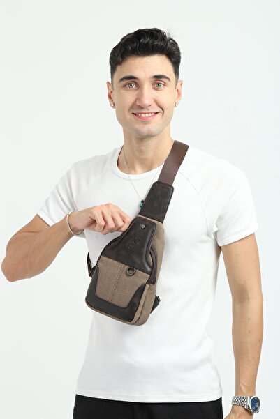 en deri Τσάντα ώμου με πολλαπλές θήκες από καμβά