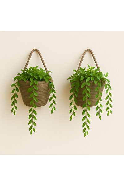 ÖRGÜM Coș decorativ, set de 2 mini organizatoare pentru ghivece cu flori 12x10 cm PLANTELE ȘI APARATELE DE AGĂTAT NU INCLUS.
