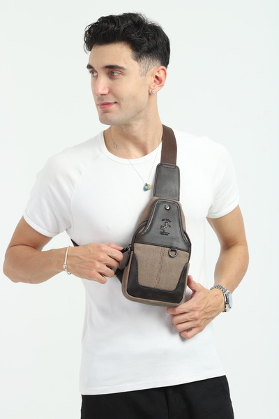 en deri Canvas Multi-Compartment Casual Crossbody Shoulder Bag