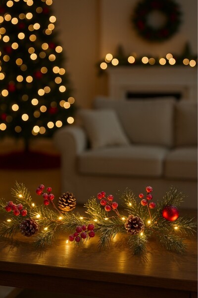 BeySüS Χριστουγεννιάτικο στολίδι από ξύλο πεύκου Κώνος από κλαδί πεύκου με κοκάνια 120 cm