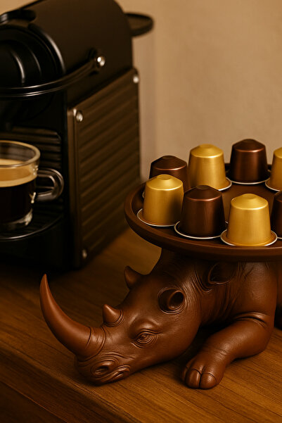 Findify Store Dekoratif Gergedan Sunumluk Çok Amaçlı Pratik Ev Gereçleri Kahve (Vegan Üretim)