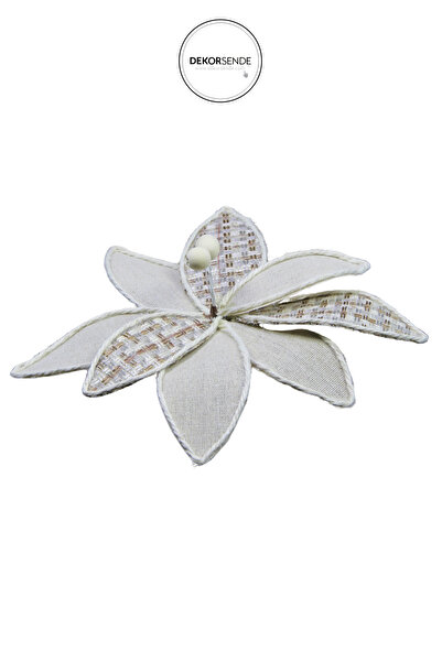 Dekorsende Κρέμα λινό ποντσέτια με τεχνητό σχέδιο κολοκυθάκι 30 εκ.