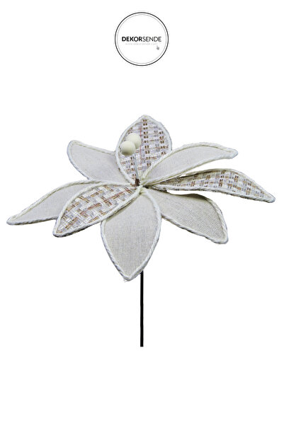 Dekorsende Κρέμα λινό ποντσέτια με τεχνητό σχέδιο κολοκυθάκι 30 εκ.