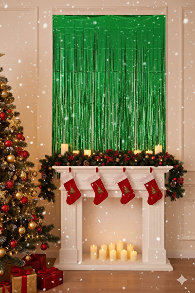 Deniz Party Store Green Metallized Background Curtain - New Year's Eve, 1 Piece