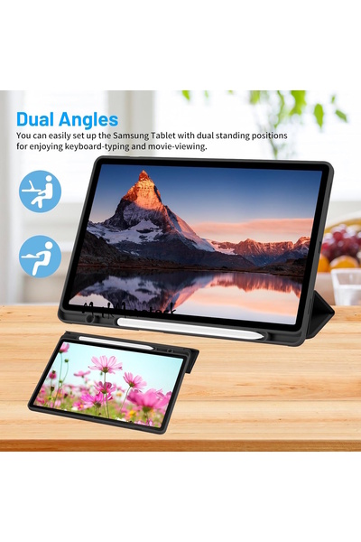 m.tk moveteck Samsung Galaxy Tab S10 Fe Plus 13.1 inç Kılıf Kalem Bölmeli Katlanabilir Standlı Yumuşak SilikonX620