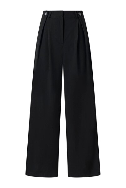 FACETTE Kadın Siyah Düğme Detay Yüksek Bel Palazzo Pantolon