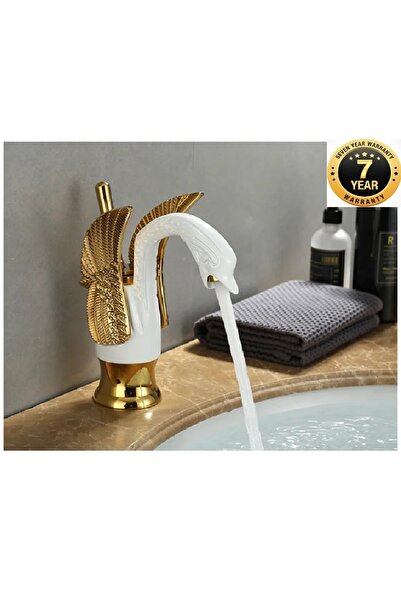 OEM Banyo Lavabo Bataryası Kuğu Model Beyaz / Gold Renk Yeni Ürün Ithal 7 Yıl Garantili ithal