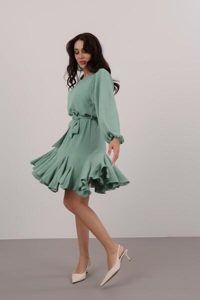 FACETTE Γυναικείο φόρεμα με βολάν με βολάν με λεπτομέρεια