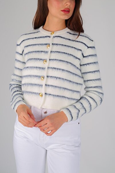 FACETTE Γυναικεία ζακέτα με λευκή ρίγα