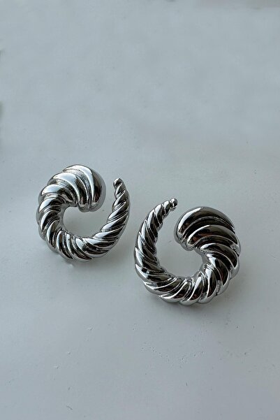 FACETTE Round Silver Women's Earrings - Twist Design