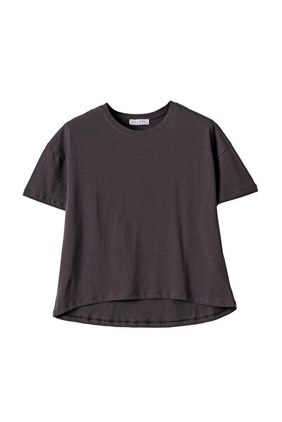 FACETTE Γυναικείο μπλουζάκι Anthracite Basic κοντομάνικο