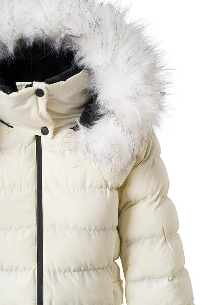 FACETTE Women's Ecru Hooded Snow Coat
