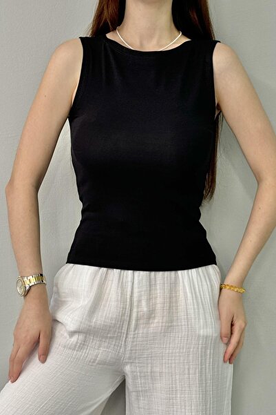 lizge giyim Boat Collar Sleeveless Top