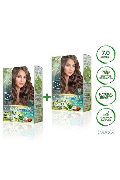 MAXX DELUXE 2'li Natural Beauty Amonyaksız Set Saç Boyası 7.0 Kumral