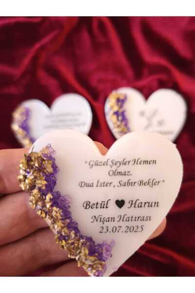 Demet Art Studio Reçineye Hayat Veriyoruz Epoksi 10 Adet Mor Taş Detaylı Hatıra Söz Nişan Nikah Düğün ve Özel Gün Magneti Hediyelik
